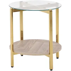 Beistelltisch LOVELL Sicherheitsglas Gold