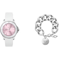 Ice - Jewellery - Chain Bracelet - Silver + Ice Steel - Classic - White Pastel pink - Medium - 3H