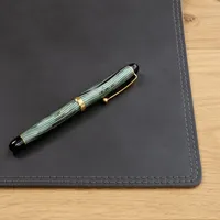 Hamosons - Hochwertige Schreibtischunterlage/Schreibtischauflage aus Echt-Leder Größe L, Dunkel-Grau, Modell 100