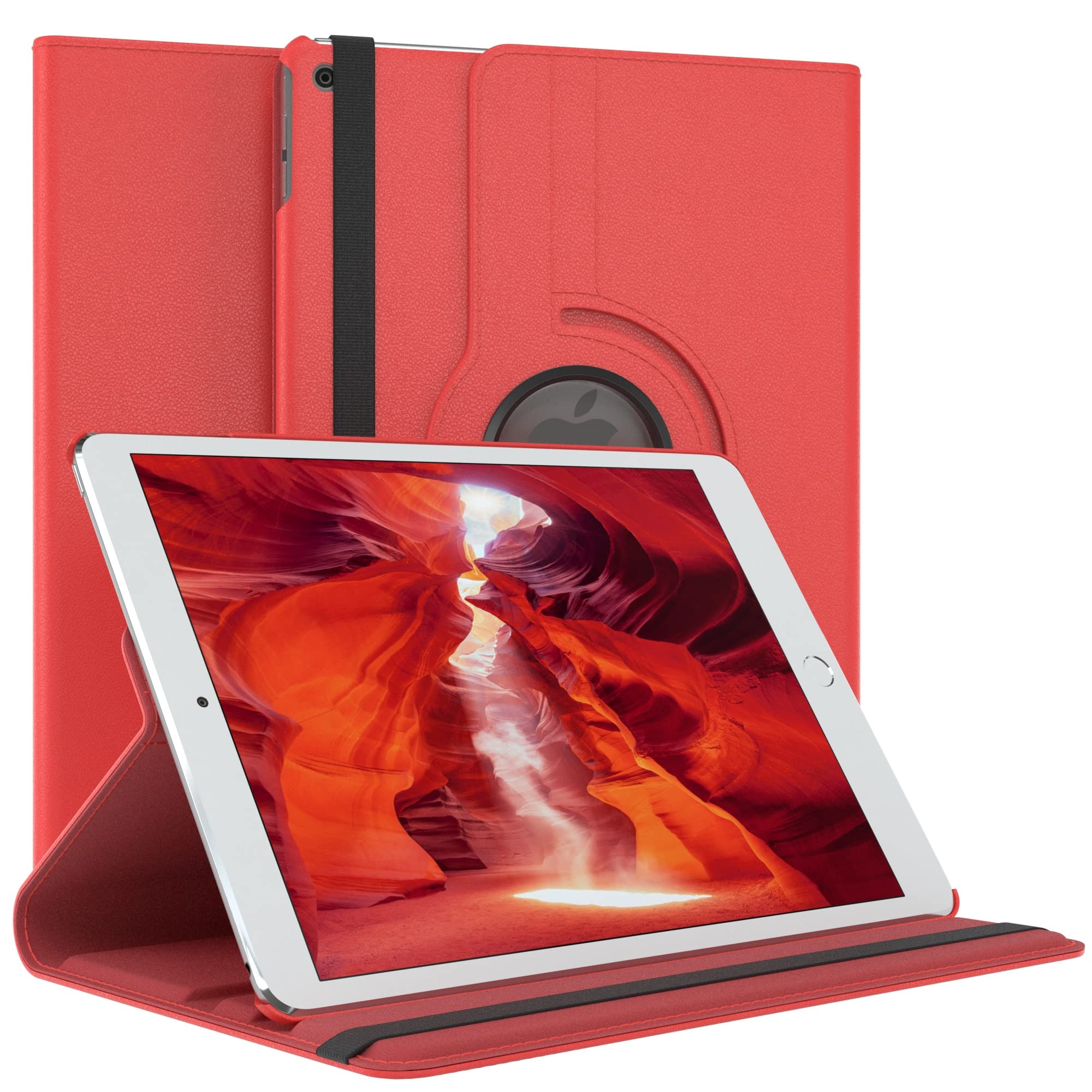 EAZY CASE - Tablet Hülle für iPad Air 1. Generation (2013) Schutzhülle 9.7 Zoll Smart Cover Tablet Case Rotationcase zum Aufstellen Klapphülle 360° drehbar mit Standfunktion Tasche Kunstleder Rot