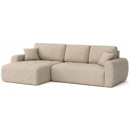 kaiser möbel Ecksofa mit Schlaffunktion und Bettkasten Ivo L aus Chenille-Stoff Artico, Ecksofa mit Schlaffunktion, integrierter Stauraum,mit Schlaffunktion,pflegeleichter Chenille-Stoff beige