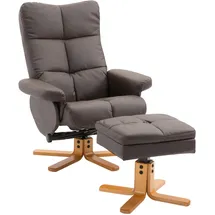Homcom Relaxsessel Kunstleder 80 x 99 x 86 cm Braun mit Hocker