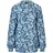 GOLDNER Moderne Rüschenbluse mit Stehkragen Blau 40