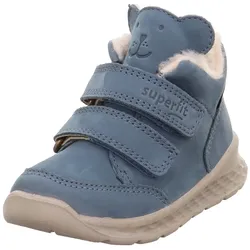 Lauflernschuh SUPERFIT "BREEZE WMS: mittel", Kinder, Gr. 28, blau (hellblau), Nubukleder, unifarben, Schuhe, Barfußschuh mit zwei Klettverschlüssen, Größenschablone zum Download