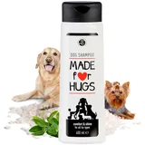 Made for HUGS Hundeshampoo 400 ml - Komfort & Glanz für Alle Felltypen - Shampoo für Hunde gegen Juckreiz, Geruch & trockene Haut - Mit Meersalz, D-Panthenol & Glycerin, Ohne Parabene