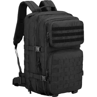 HUNTVP 45L Taktischer Rucksack Militär Wanderrucksack Molle Trekkingrucksack Wasserdicht Kampfrucksack Bundeswehr Kletterrucksack für Herren Damen Outdoor Wandern, Schwarz