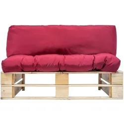 vidaXL Garten-Palettensofa mit Roten Kissen Kiefernholz