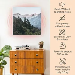 Klarstein Wonderwall Air Art Smart Infrarotheizung 60x60cm 350W Wandinstallation App-Steuerung Berge Mehrfarbig