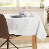 DecoKing Tischdecke 110x110 cm mit Briefecke Baumwolle Leinen mit Glitzerfäden Creme Sparkle