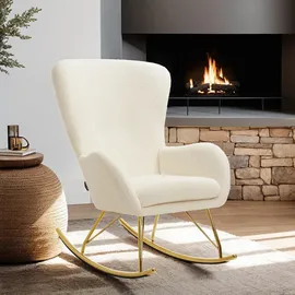 Tectake Schaukelstuhl Creme, Gold, Kunststoff, 70x100x93 cm, Wohnzimmer, Sessel, Schaukelstühle