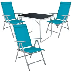 4-tlg Camping Set Gartenmöbel Campingtisch + 3 Campingstuhl Klappstuhl
