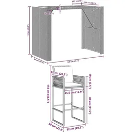 vidaXL Gartenbar Set 5-tlg. Schwarz