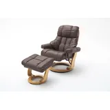 InnoSeat Relaxsessel CALGARY XXL Leder 97 x 110 x 97 cm Braun mit Hocker