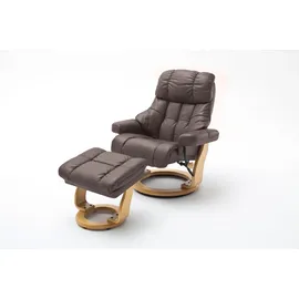 InnoSeat Relaxsessel CALGARY XXL Leder 97 x 110 x 97 cm Braun mit Hocker