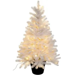 CREATIV green künstliche Pflanze Tannenbaum im Topf mit 100 Lichtern, 90 cm, PE, weiß