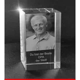 VIP-LASER 2D Gravur Glas Kristall Quader im Hochformat XXL mit dem Foto von Deinen Grosseltern, Oma Opa Dein Wunschfoto für die Ewigkeit Mitten in Glas! Groesse XXL = 120x80x80mm