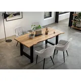 SalesFever Essgruppe "Esszimmerausstattung aus Holz und Metall", beige (natur, creme, schwarz, beige, schwarz), Samt, 180,90, Massivholz, Metall, Polyester, Sitzmöbel-Sets, Essgruppe
