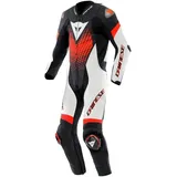 Dainese Laguna Seca 6 Einteiler Black White Red Fluo Gr. 52 Lederkombi weiß rot
