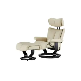 Stressless Relaxsessel mit Hocker Leder Magic S ¦ creme ¦ Maße (cm): B: 77 H: 108 T: 76.0
