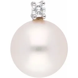 Ketten-Anhänger ADELIA ́S "Damen 585 Weißgold Anhänger mit Diamant und Süßwasserperle", silber, Schmuckanhänger, Damen, 0.04 ct VVS = sehr sehr kleine Einschlüsse, Weißgold 585, mit Diamant und Süßwasserperle für Damen