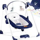 Kidiz KIDIZ® Babywippe Babyschaukel mit 5 Geschwindigkeitseinstellungen zusammenklappbarer Baby Wippe Schaukel Babyhochstuhl mit Spielbogen Spielzeugen 5 beruhigende Naturgeräusche neugeborene