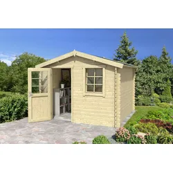 LASITA Gartenhaus – Nina 175, Blockbohlensystem, beige naturbelassen