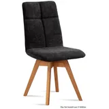 58 aufm Kessel Esszimmerstuhl Küchenstuhl drehbar (2er-Set) Dorea 47x92x60 Eiche geölt/Rosewood (Lieferung bis Verwendungsstelle, 8 St), Stabiles Gestell aus Massivholz pflegeleichter Bezug aus Microfaser grau