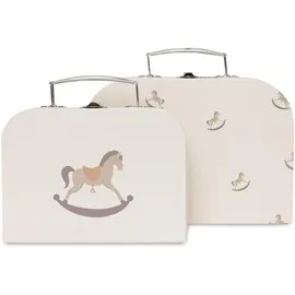 jollein Spielkoffer Set - Nostalgic Ride - 2er Pack - 1 Größeren Koffer, 1 Kleineren Koffer - Schaukelpferden