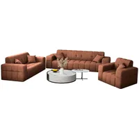 Fun Möbel Polstergarnitur Sofaset Designersofa NANCY 3-2-1 in Stoff Harmony, (Set, 3-tlg., inkl. 5 Zierkissen), Rundumbezug braun