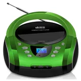 Cyberlux CL-700 tragbarer CD-Player (CD, Kinder CD Player tragbar, Boombox, Musikbox, FM Radio mit MP3 USB) grün