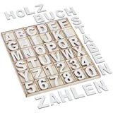 Relaxdays Holzbuchstaben & Holzzahlen 144-tlg. Set 5 cm