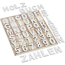 Relaxdays Holzbuchstaben & Holzzahlen 144-tlg. Set 5 cm