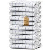 NatureMark Geschirrtuch 50 x 70 cm, 100% Baumwolle, weiß-blau, kariert, 10 Stück