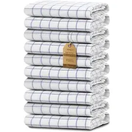 NatureMark Geschirrtuch 50 x 70 cm, 100% Baumwolle, weiß-blau, kariert, 10 Stück