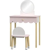 [en.casa] Kinderschminktisch mit Stuhl Vestnes Cotton Candy/Weiß