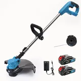 Akku Rasentrimmer Ersatz für Makita DUR181Z,Elektro Rasentrimmer mit 87-121cm Teleskop-Stiel,und 90° Neigbarer Motorkopf, Flowerguard, Rasenkantenschneider für Rasenpflege,Garten (2x3000mah Akku)