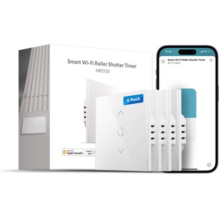 Meross WLAN Rolladenschalter funktioniert mit Homekit, Alexa Rollladen, Smart Jalousien Schalter benötigt Nullleiter, Zeitschaltuhr und Sprachsteuerung, kompatibel mit Siri, Alexa, Google Home 4pcs
