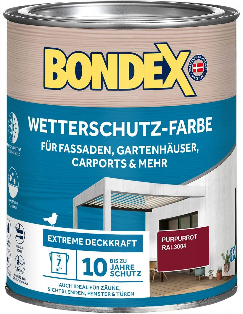 BONDEX Wetterschutz-Farbe, witterungsbeständig, hohe Deckkraft, verschiedene Farben und Grössen