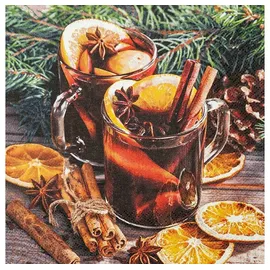 Home fashion 20 Servietten Gl?hwein frisch zubereitet | Getr?nk | Zimt | Orangen | Winter | Weihnachten | Tischdeko | Decoupage | Serviettentechnik 33x33cm