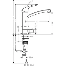 Hansgrohe Focus M41 200 1jet chrom 31803000