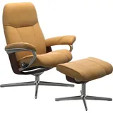 Stressless Relaxsessel Consul mit Hocker Kunstleder 82 x 102 x 72 cm Gelb