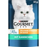 PURINA GOURMET Perle Erlesene Streifen Katzenfutter nass, mit Kaninchen, 24er Pack (24 x 85g)