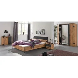 Futonbett »Malmö, Bett Made in Germany«, im beliebten Industrial look, 3 Breiten zur Auswahl, plankeneichefarben/graphit, , 96907661-0