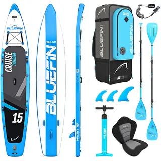 Bluefin Cruise SUP Board Set | Aufblasbares Stand Up Paddle Board | 6 Zoll Dick | Fiberglas Paddel | Kajak Sitz | Komplettes Zubehör