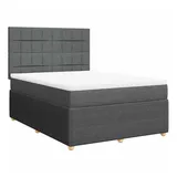 vidaXL Boxspringbett mit Matratze Dunkelgrau 140x200 cm Stoff