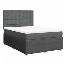 vidaXL Boxspringbett mit Matratze Dunkelgrau 140x200 cm Stoff