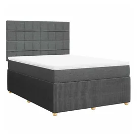 vidaXL Boxspringbett mit Matratze Dunkelgrau 140x200 cm Stoff