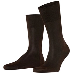 FALKE Herren Socken - Tiago, Strümpfe, Baumwolle, Logo, lang, einfarbig Dunkelbraun 47-48
