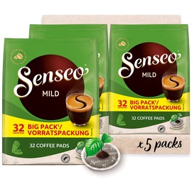 Senseo Senseo® Pads Mild - Milder Kaffee RA-zertifiziert - 5 Vorratspackungen x 32 Kaffeepads