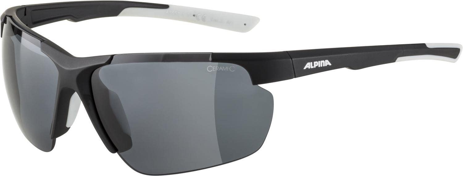 ALPINA DEFEY HR - Verzerrungsfreie und Bruchsichere Sport- & Fahrradbrille Mit 100% UV-Schutz Für Erwachsene, black-white matt, One Size